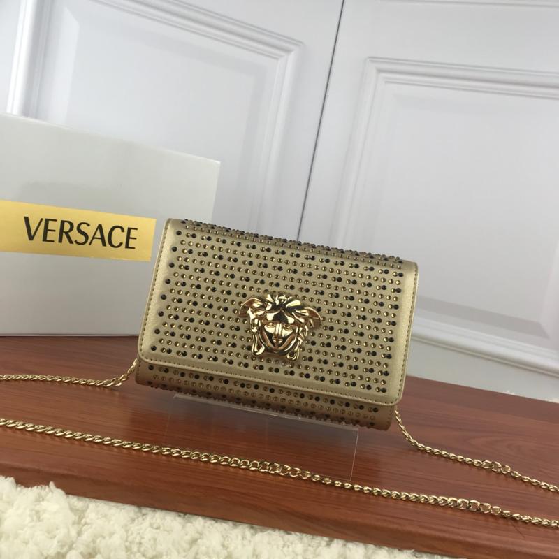 Versace Chain Handbags DBFG591 Crystal Decoration Gold